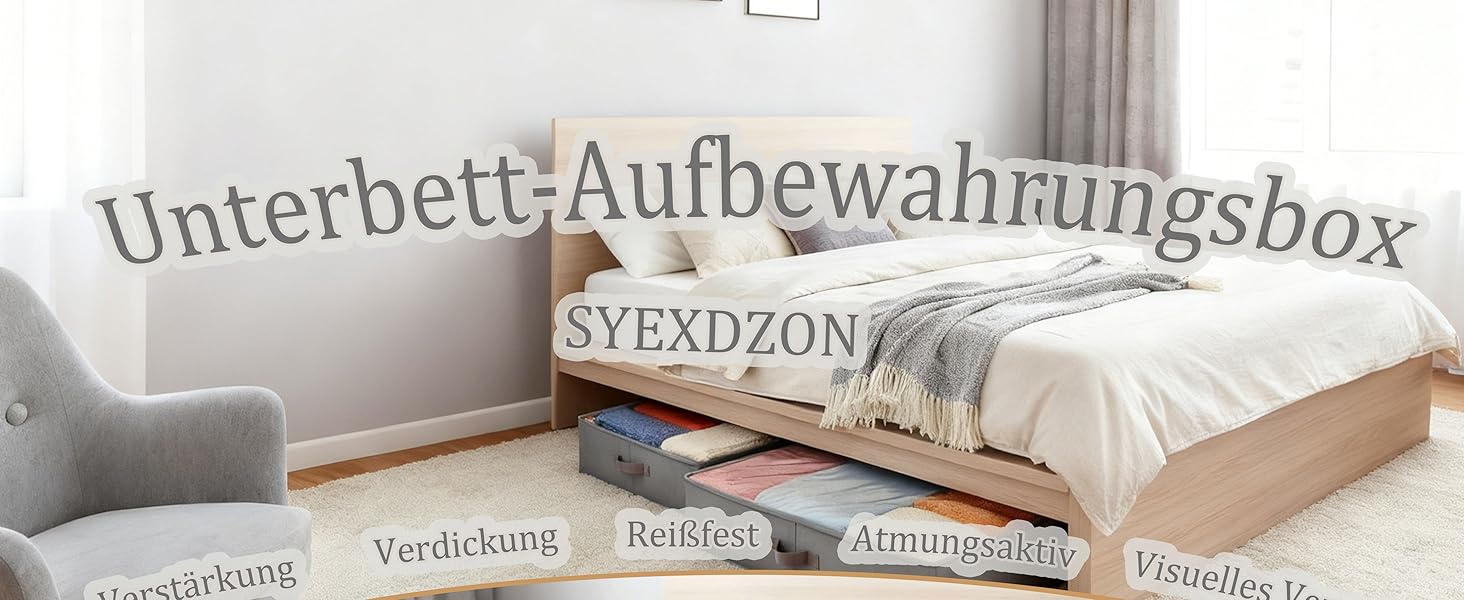 Коробки для зберігання під ліжком, 2 шт. з боковими стійками, сірі. Підходять для постільної білизни, одягу та ковдр.