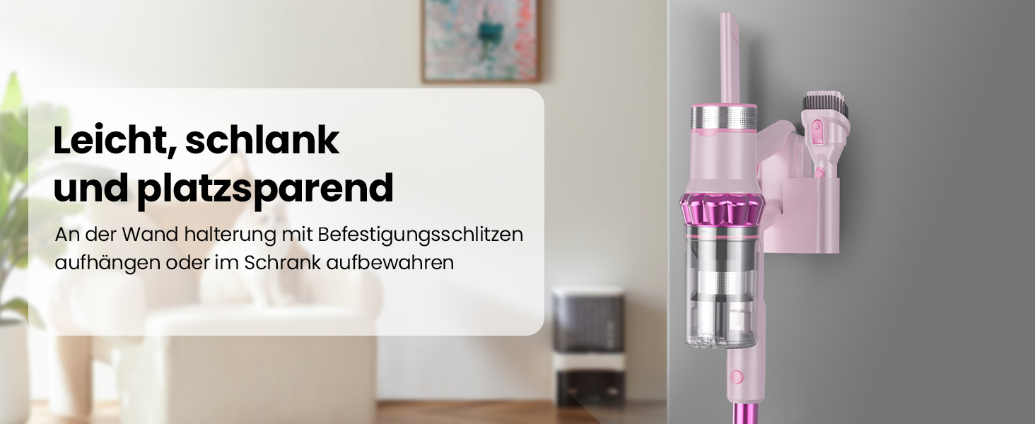 Бездротовий пилосос Belife Akku: потужний, 6-в-1, для тварин, килимів, твердих поверхонь, LED-дисплей, 45 хв роботи, 45000Pa, 550W, безщітковий мотор (рожевий)