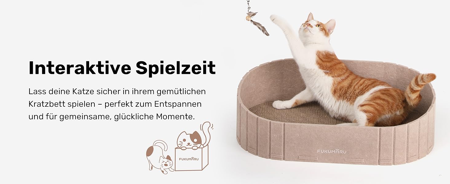 Котяче дряпальний борд FUKUMARU: диван з картону та фетру, 61 см, бежевий