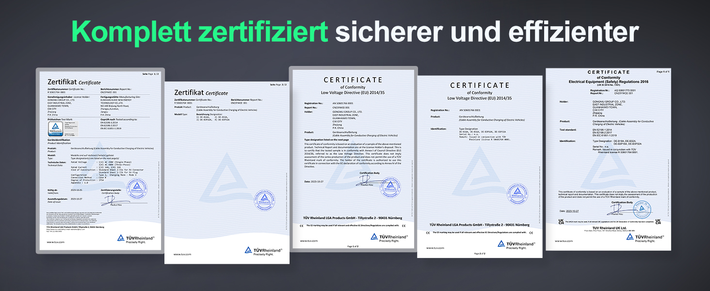 Кабель зарядки для електромобіля GONEO Typ 2, 11кВт, 7м, 16A, 3 фази