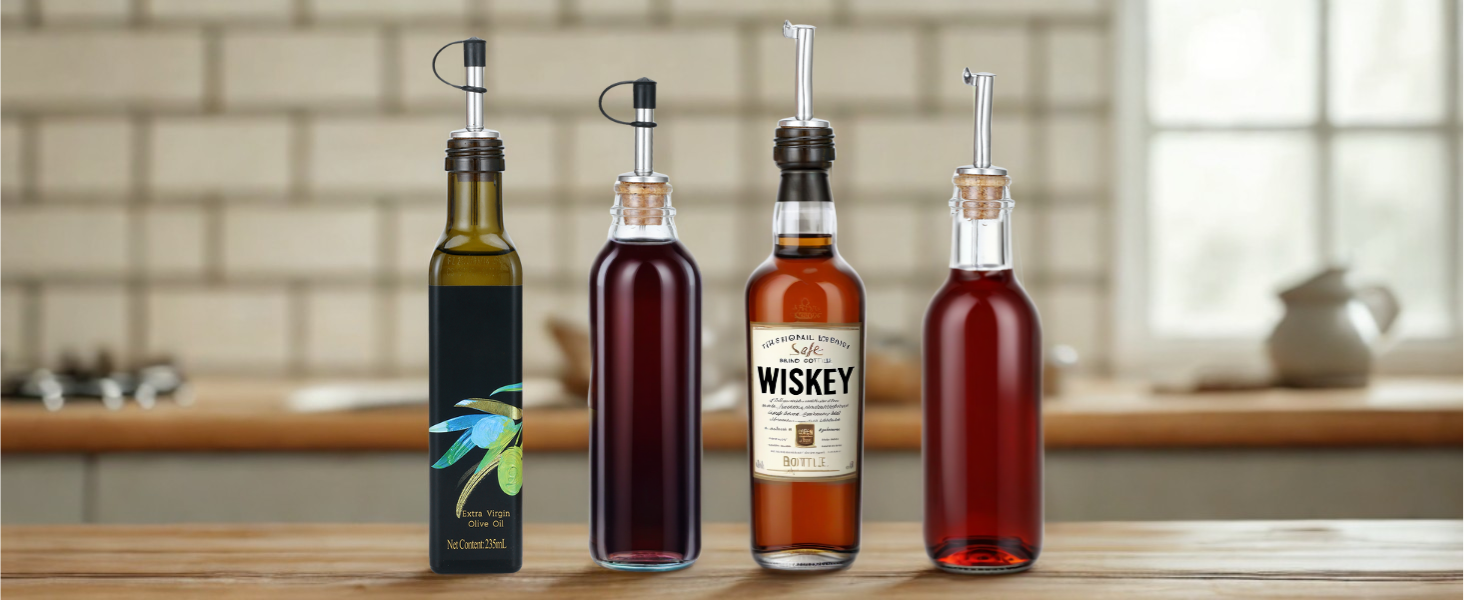 Набір виливників для пляшок Incutex (5 шт.) з пробками та щіткою для чищення. Підходять для олії, спиртних напоїв, вина, лікеру, оцту