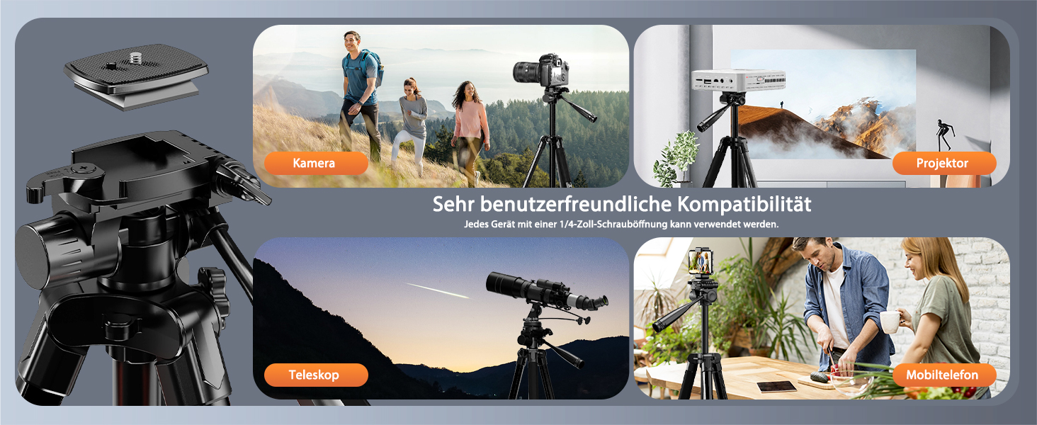 Легкий штатив для камери та смартфона 184 см, посилений фотоштатив з сумкою-чохлом та тримачем для телефону