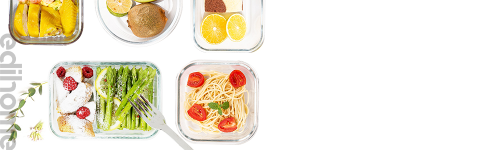Контейнери для зберігання продуктів Edihome, 14 шт (7 контейнерів + 7 кришок), прозорі, BPA-free