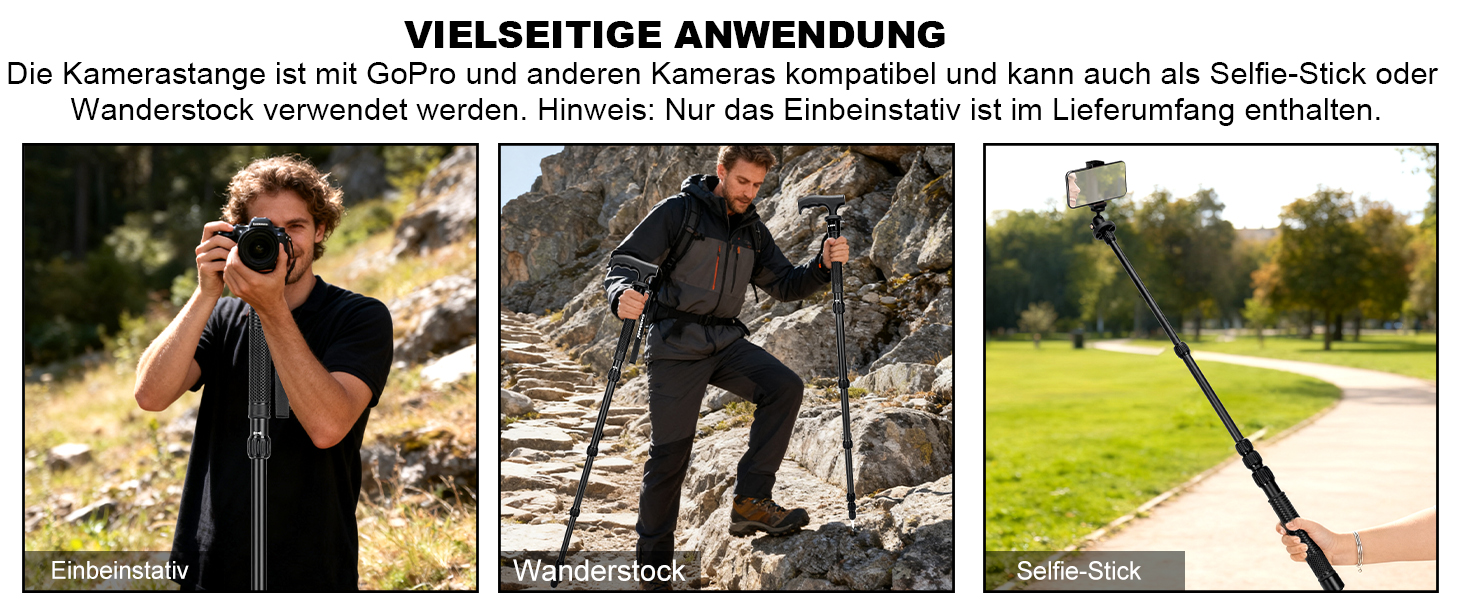 Штатив Koolehaoda 160 см з алюмінію з ручкою-підтримкою та тримачем для телефону, 1/4'-3/8' адаптер для DSLR/відеокамер, смартфонів