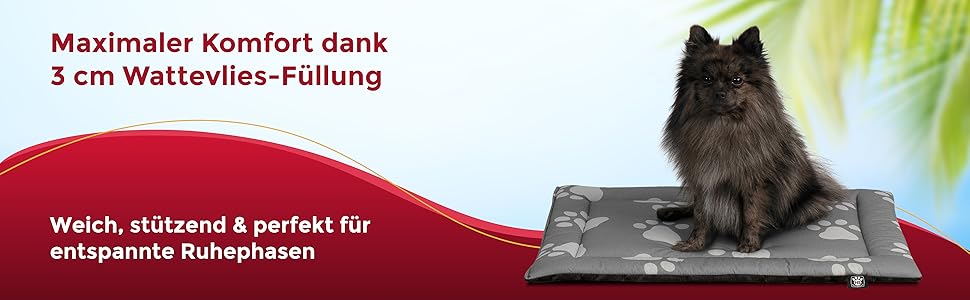 Літня собача ковдра HS-Hundebett® з бавовни з наповнювачем та антиковзким покриттям XS (45x65 см) – М'яка ковдра для собак на літо – Пральна та довговічна – Легка літня ковдра для собак – Лапка Антрацит, Виготовлено в Німеччині Лапка Антрацит 45x65 см