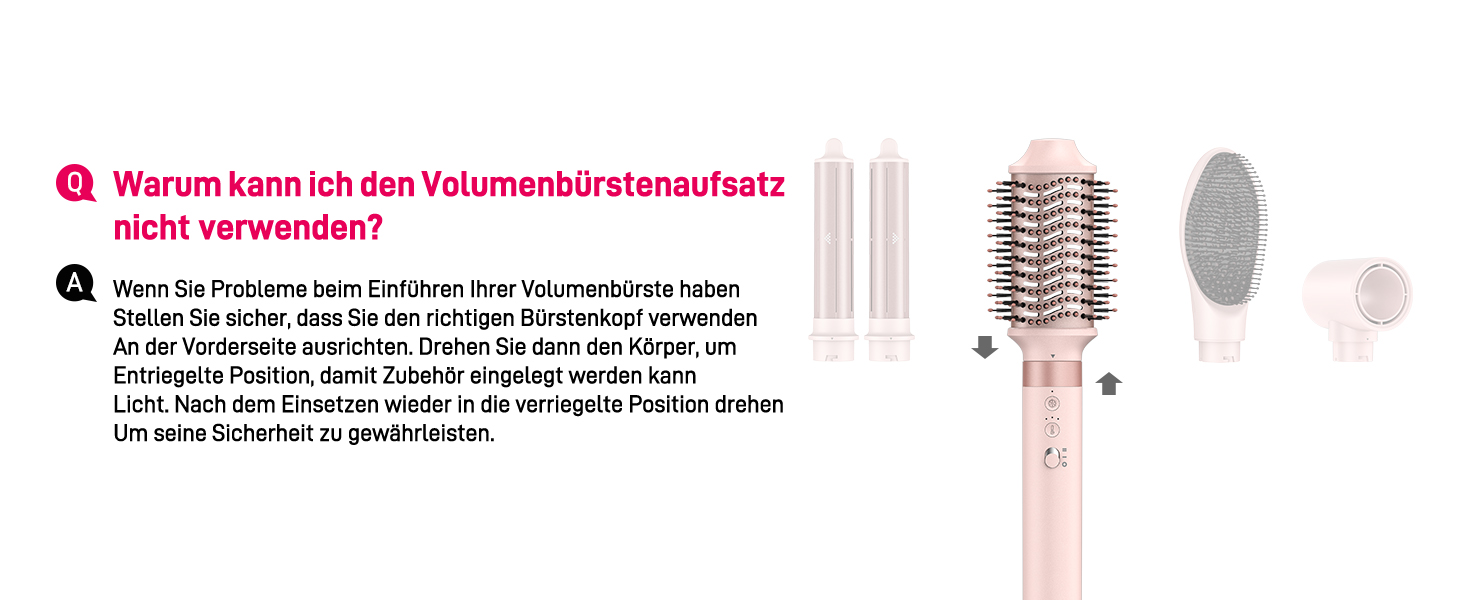 MESCOMB Airstyler 5-в-1: Іонний фен та мультистайлер для волосся з насадками. Швидке сушіння, локони, об'єм, випрямлення. Без пошкодження волосся. З дорожньою сумкою. Рожевий колір