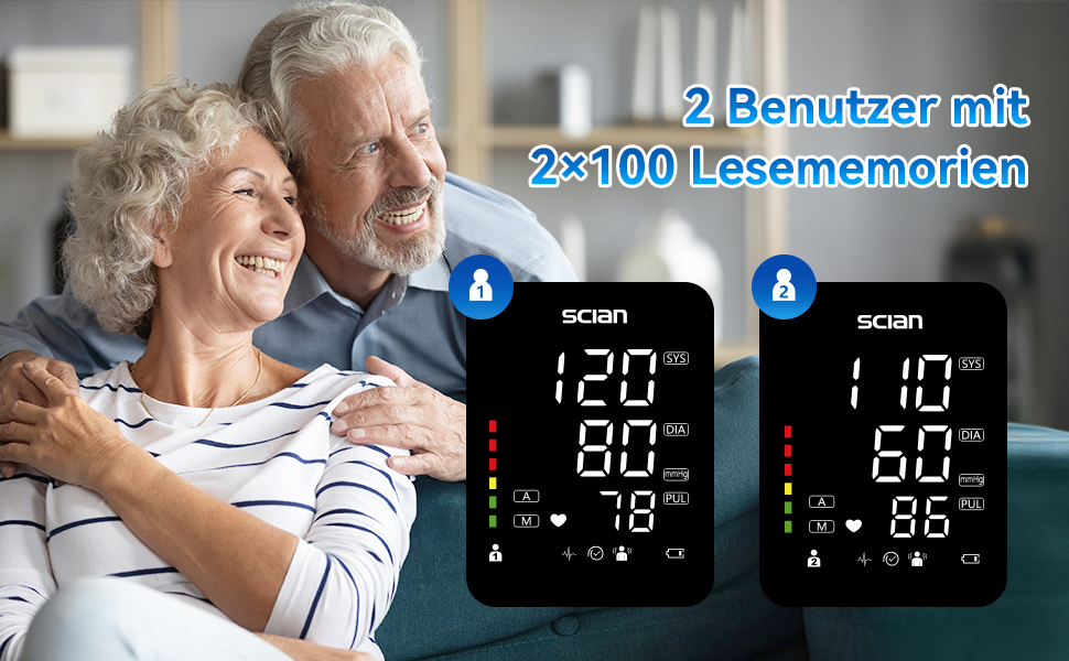 Тонометр на плече Scian для дому, автоматичний, велика манжета 22-42 см, пам'ять 2x100
