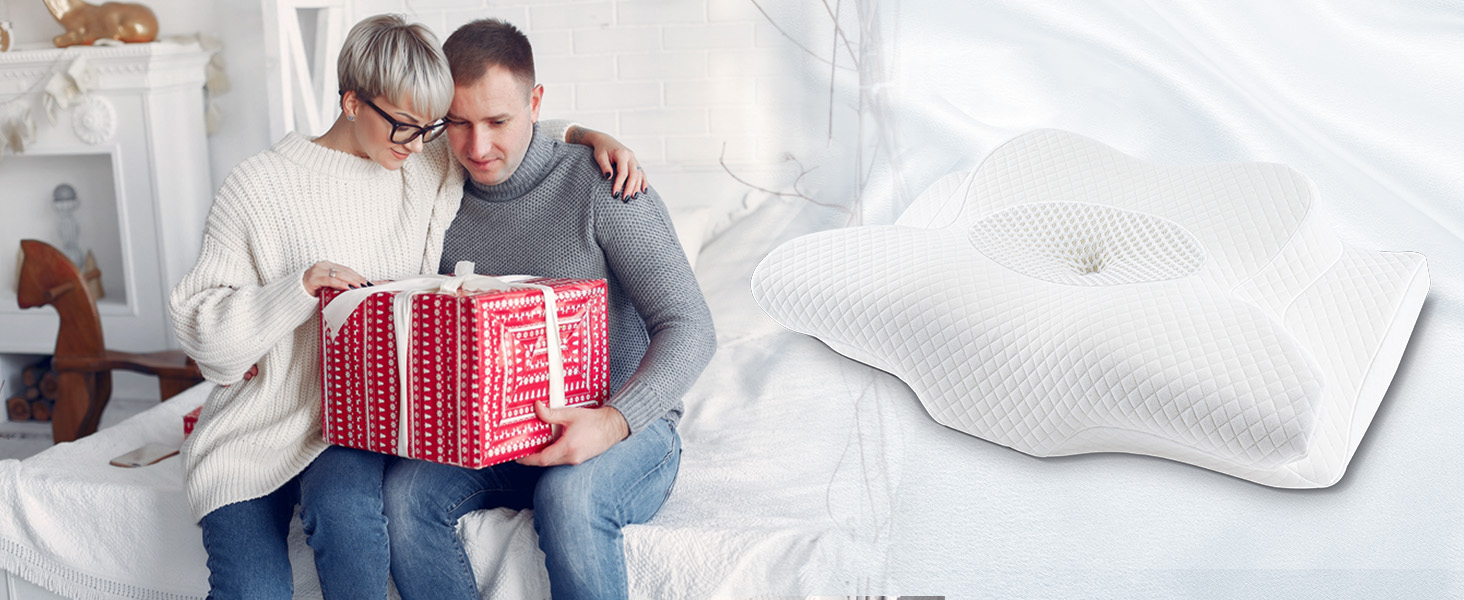 Ергономічна подушка для шиї та голови 2-в-1 з ефектом пам'яті (Memory Foam), ортопедична подушка для сну на боці, спині та животі, зі знімним чохлом, 62 x 39 x 11/13 см, чорна