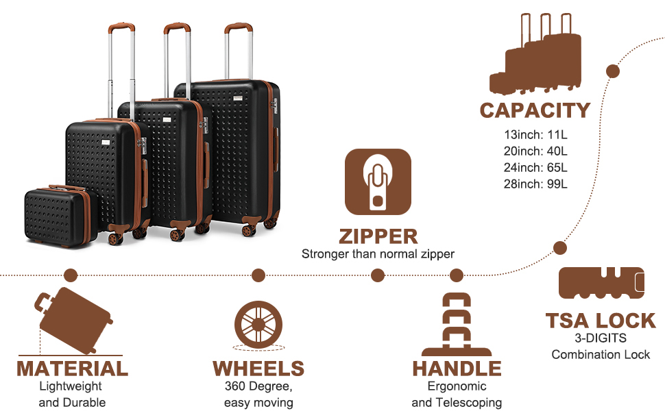 Чемоданчик для косметики KONO, 31x22x18 см, ABS пластик, чорний
