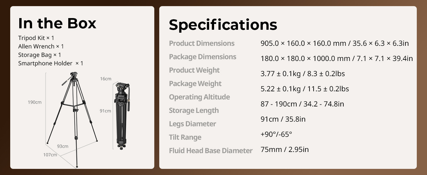 Професійний вуглецевий відеоштатив SmallRig AD-80 FreeBlazer (4163) з гідравлічною головою, навантаження 8 кг, двопозиційна QR-платформа