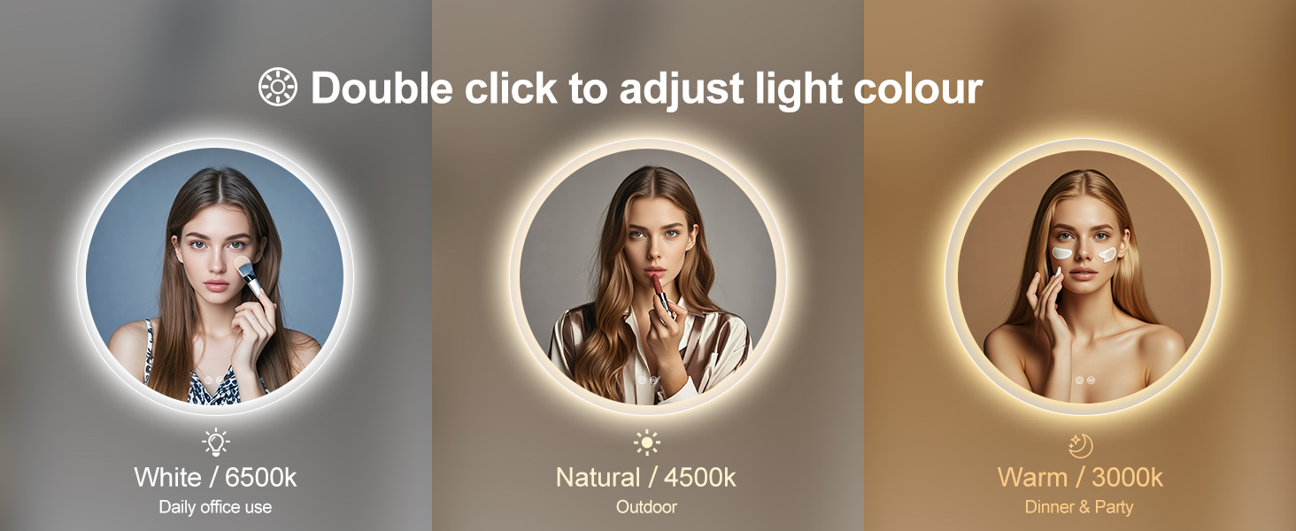 Дзеркало для ванної кімнати STARLEAD 60см з LED-підсвічуванням, регульована яскравість, 3 колірні температури, протитуманна функція, пам'ять налаштувань, HD скло, IP44, вологостійке, сріблястий колір (без Bluetooth)