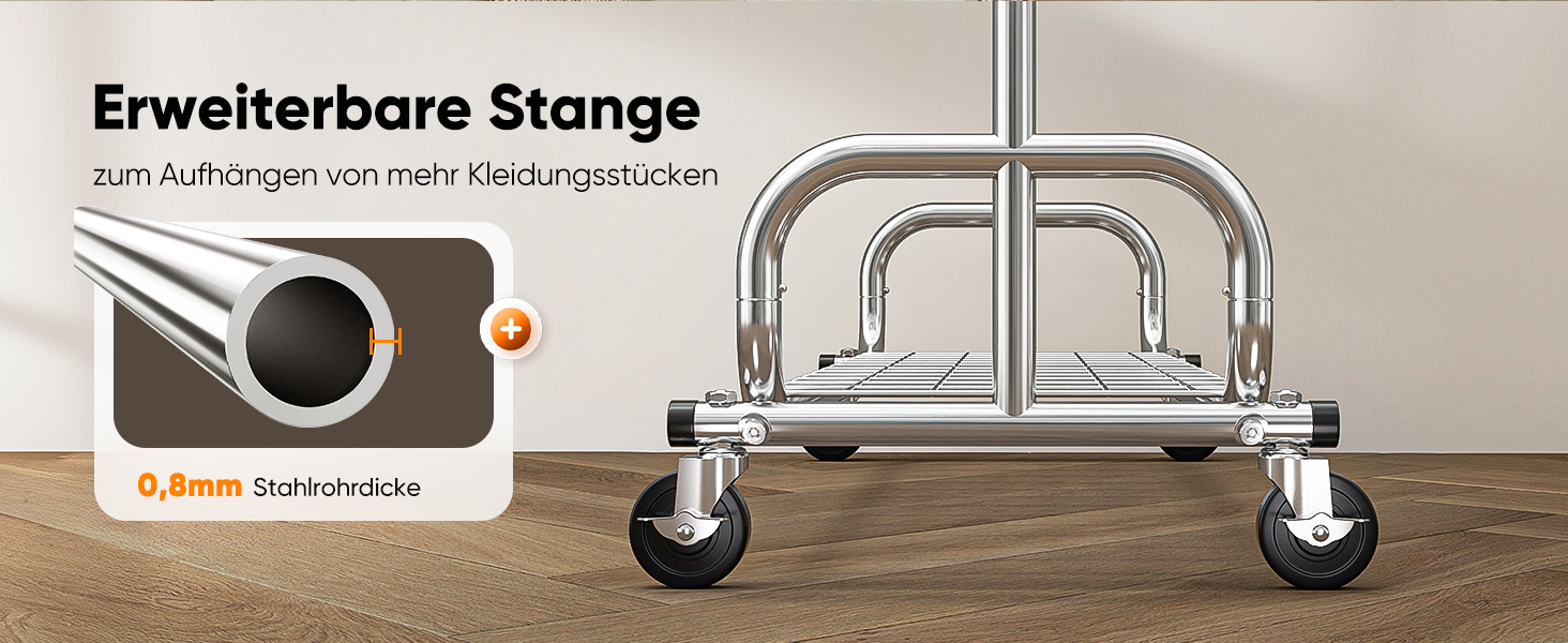 Стійка для одягу на колесах HOKEEPER, 136 кг, важка, висувна штанга для одягу S002S