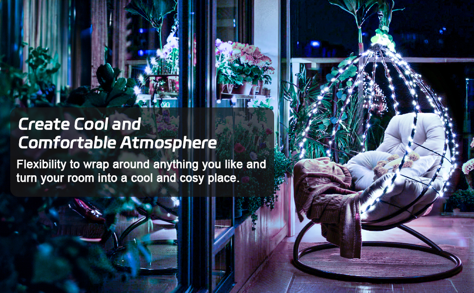 Сонячна гірлянда для зовнішнього використання, 12м, 120 LED, холодне біле світло, 8 режимів. Підходить для декору саду, двору, тераси, весіль. Вологостійка.