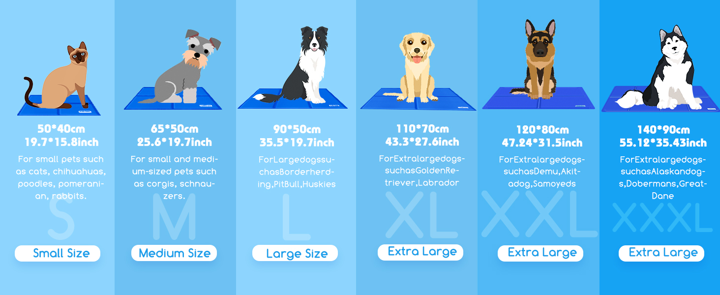 Кühlmatte Nobleza - Самостійно охолоджуючий килимок для собак, котів, цуценят. Розмір 65x50 см, блакитний.