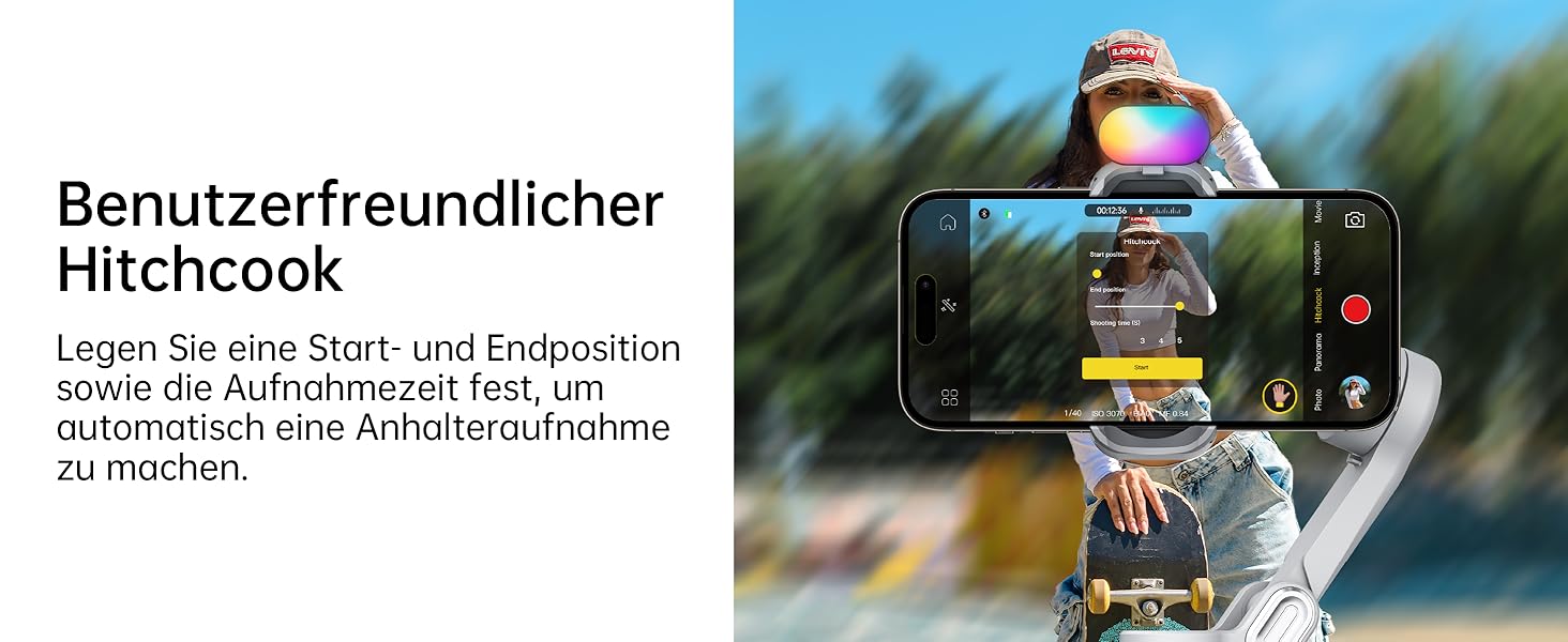 Стабілізатор для смартфона AOCHUAN 3-осьовий з RGB-підсвічуванням, для iPhone/Android, з функцією трекінгу обличчя, комплект Smart X Pro (Сірий)