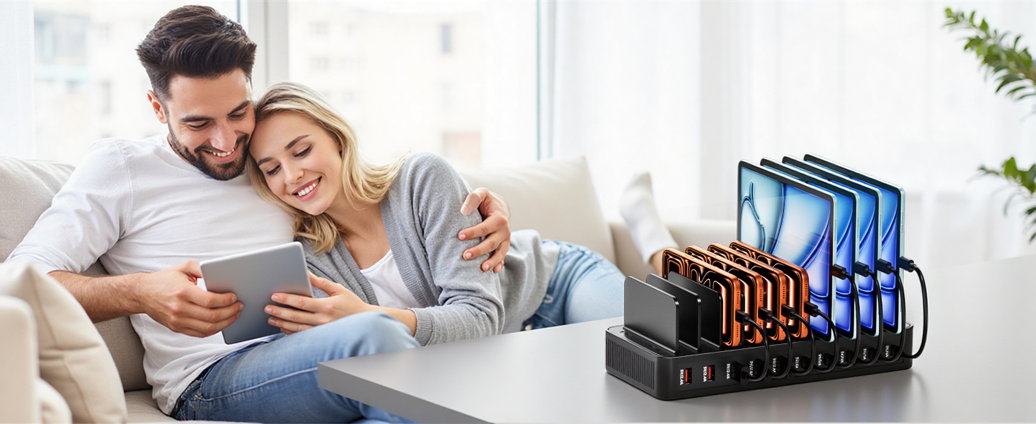 USB зарядний пристрій на 20 портів: Інтелектуальна станція для зарядки iPhone, Samsung, Google та інших пристроїв | Мережевий адаптер