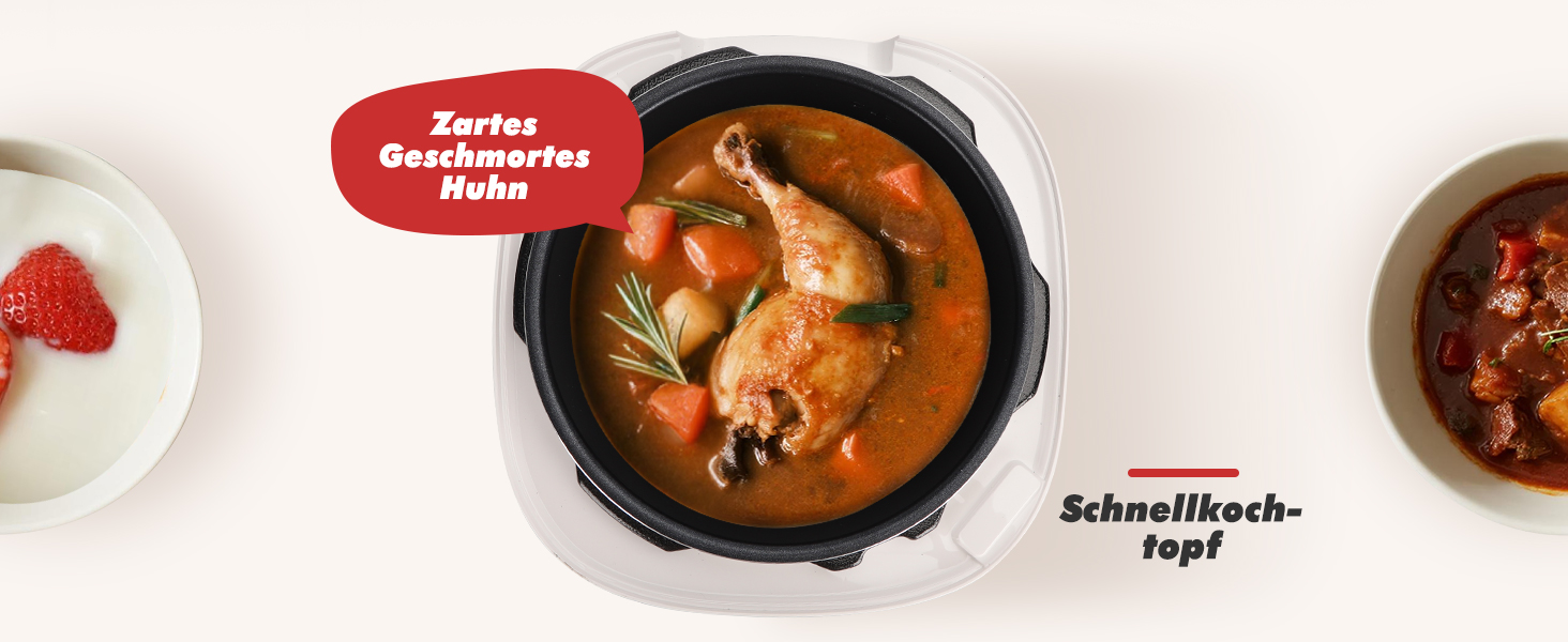 Мультиварка Aigostar Panda 5.5л, 7-в-1, 14 програм, LED-дисплей, 1000W, антипригарне покриття