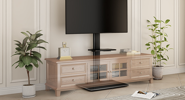 Adjustable Swivel TV Floor Stand for 27-65 inch Flat & Curved TVs - Universal White TV Stand (Supports up to 35kg)