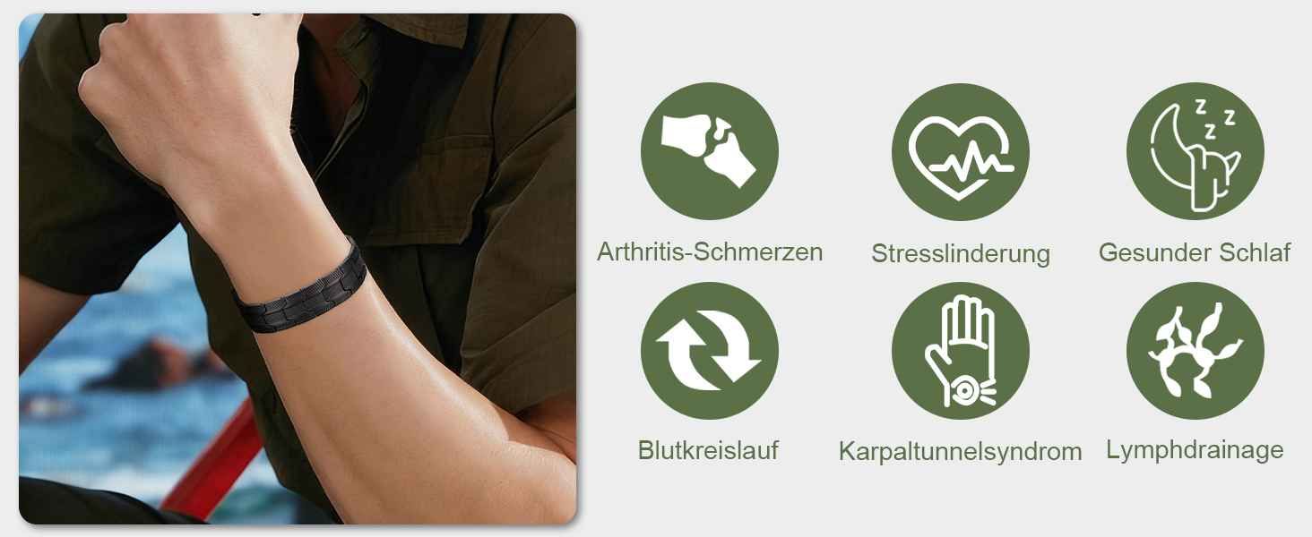 Браслет чоловічий MagEnergy з міді, 3 магніти, регульована довжина, чорний