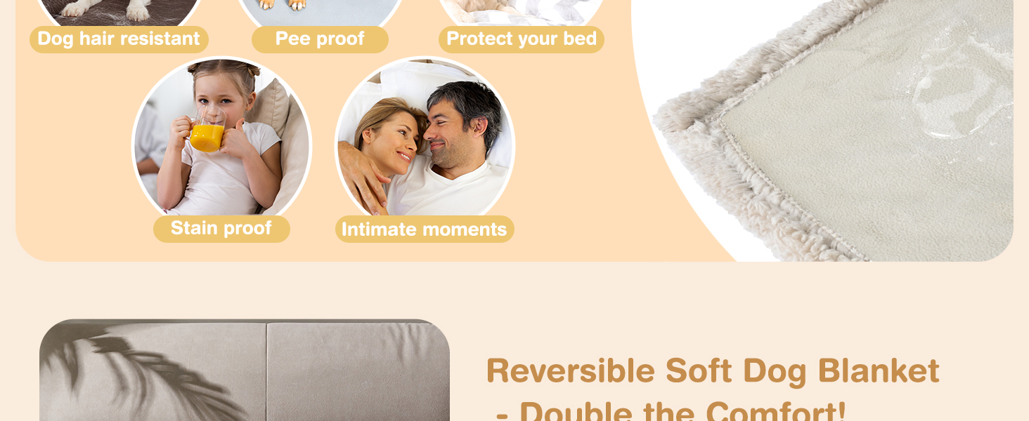 Водонепроникний коврик для собак та котів, миючий, захисний коврик для дивану, теплий та м'який, великий розмір 150 x 120 см, коричневий/тауп