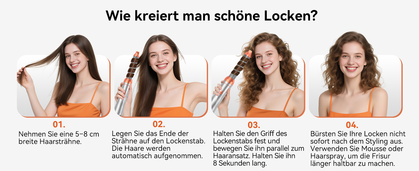 Фен-щітка Air Styler 5-в-1: стайлер, локони, об'єм, сушка, випрямлення. Потужність 800W, для жінок, помаранчевий колір