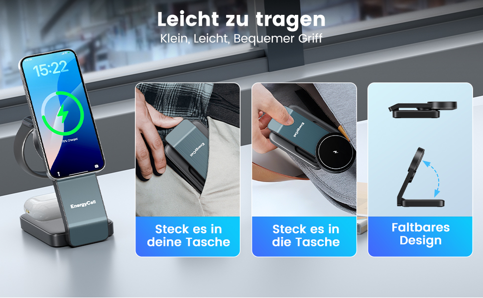 3-в-1 Зарядний пристрій MagSafe: Бездротова зарядка для iPhone 16/15/14/13/12, годинників та AirPods Pro/2/3 - Чорний (15W)