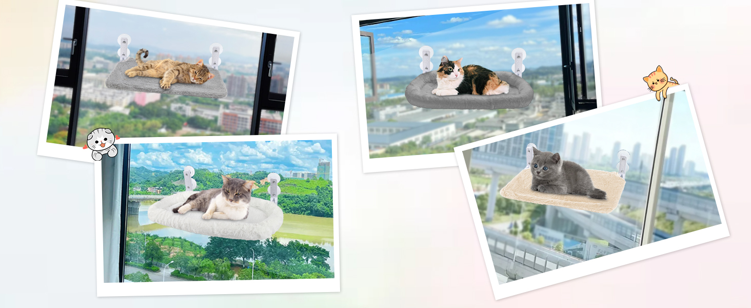 Кігтеточка-ліжко для котів на вікно 60x30 см, сіра, XL, до 20 кг