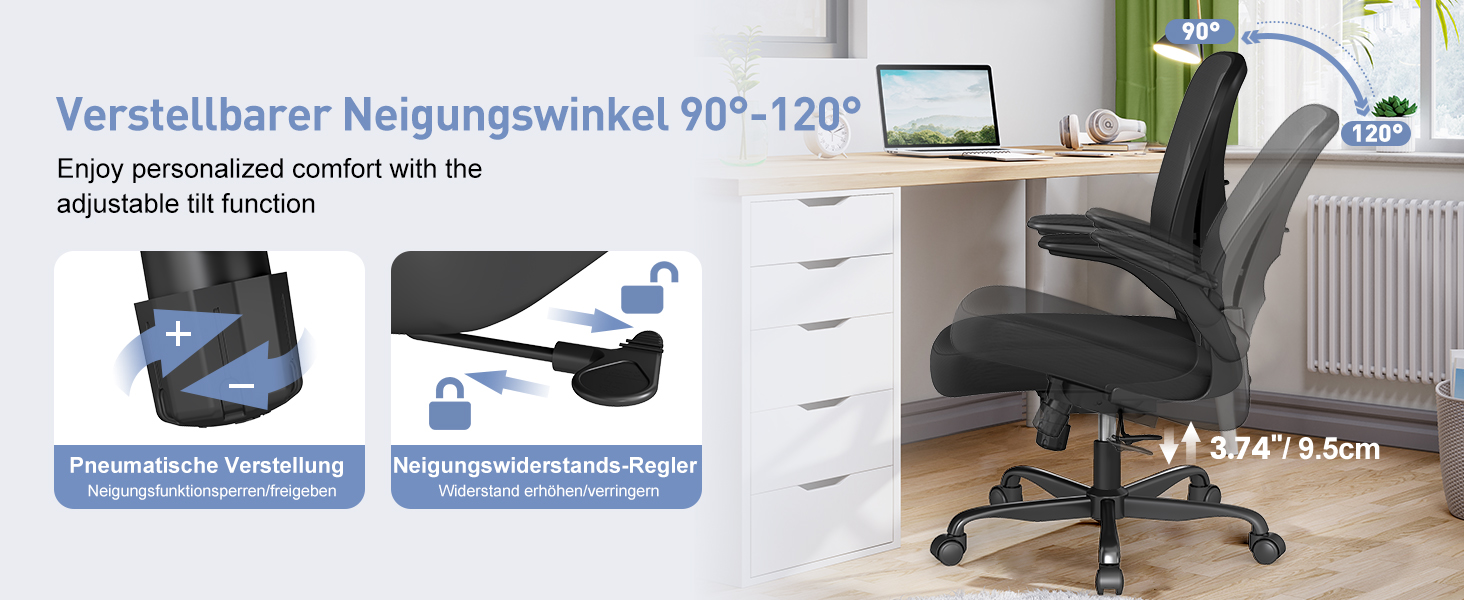 Ергономічне крісло для офісу ZZH, сітка, регульована поперекова підтримка, підйомні підлокітники, дихаюча тканина, обертання на 360°, регулювання висоти, чорний
