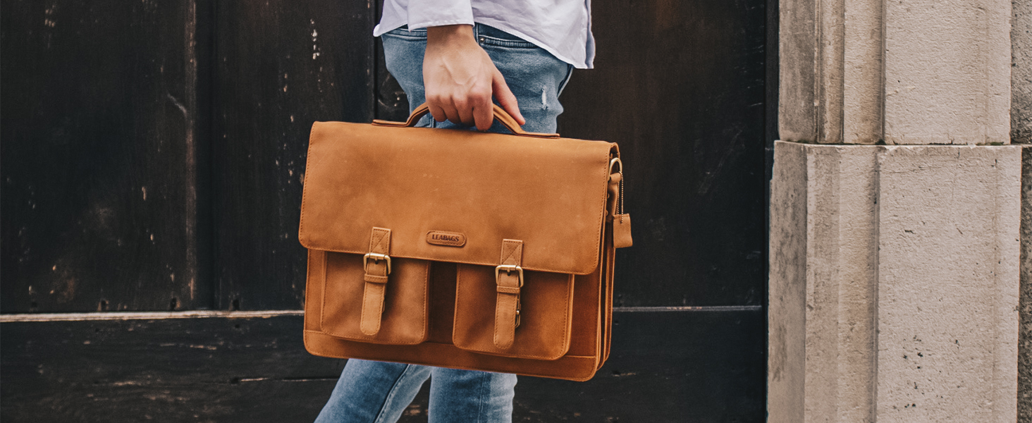 Шкіряна сумка-портфель LEABAGS для ноутбука 15