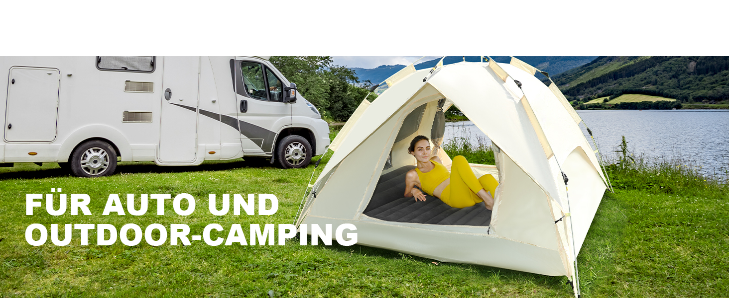 Надувна повітряна матрац для авто SUV, вантажівки та кемпінгу KMZ – портативне, товсте ліжко для автомобіля з електропомпою та 2 подушками