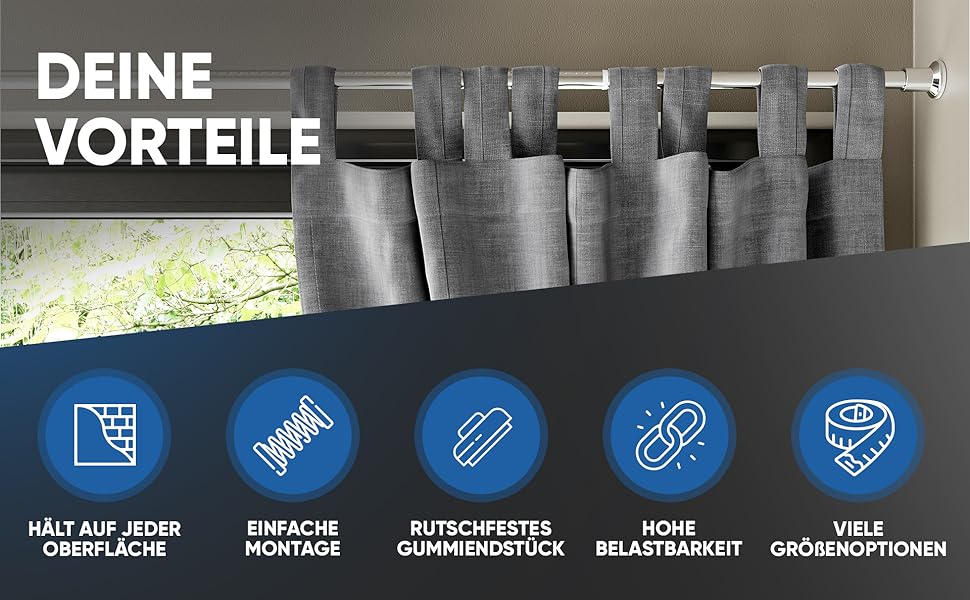 Штанга для душу без свердління 160-210 см, срібна, Ø 32 мм, телескопічна, з кріпленнями - для ванни, дверей, шафи. Нержавіюча сталь