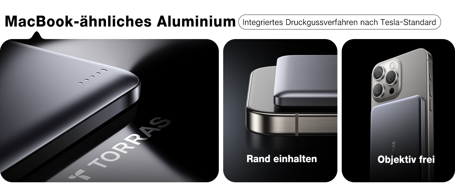 Портативний зарядний пристрій TORRAS MiniMag Qi2 з MagSafe, 10000mAh, сертифікований Qi2, магнітний, з кабелем USB-C 30W, бездротовий зарядний пристрій 15W для iPhone 17 Pro Max/Air/12-16, AirPods, сірий, титан