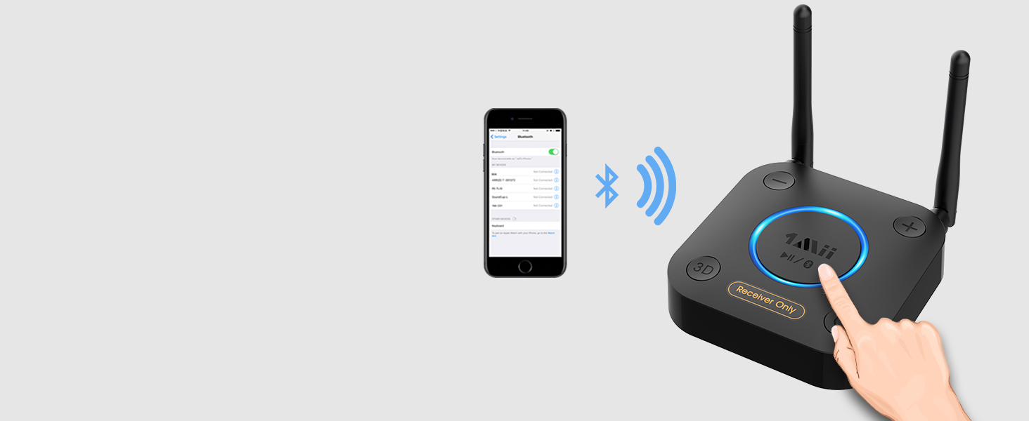 1Mii Bluetooth 5.1 Аудіо Адаптер з Низькою Затримкою aptX, 3D Surround, Підтримка RCA/3.5mm/Coaxial для Підсилювачів та Колонок