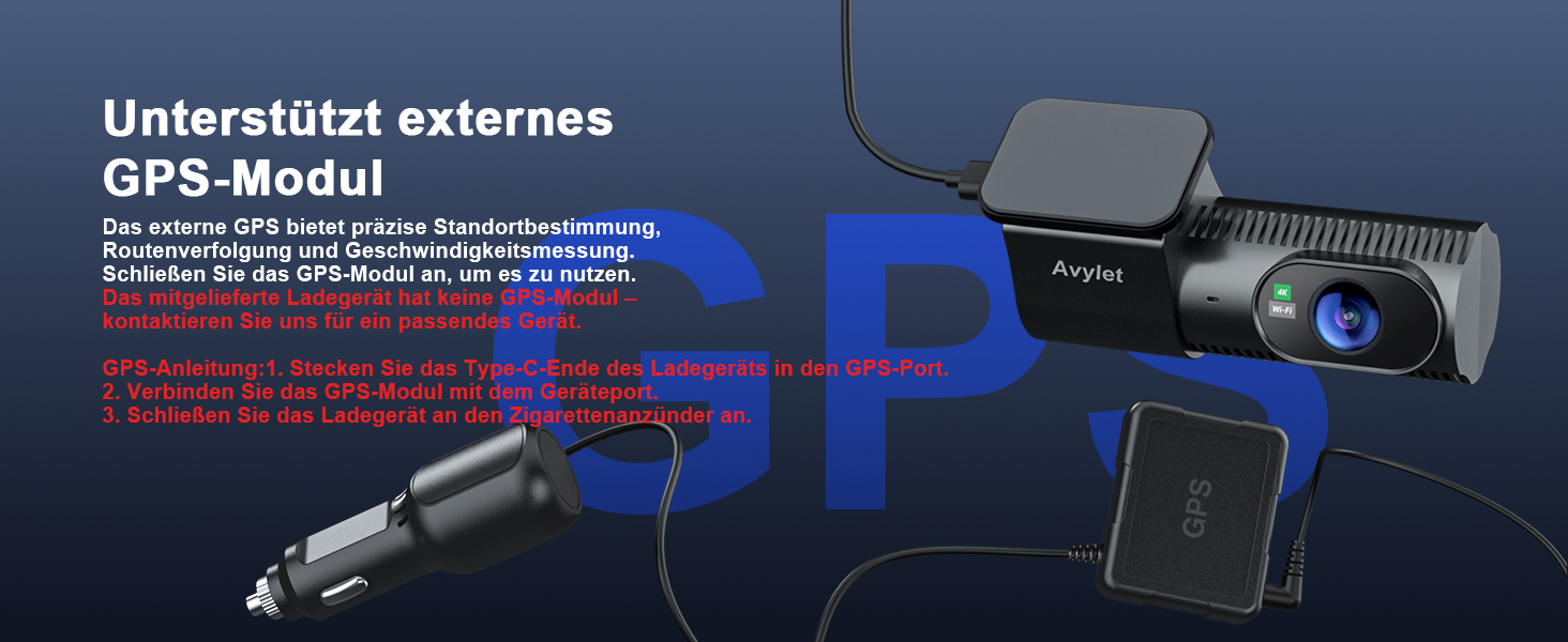 Відеореєстратор Avylet 4K+1080P з двома камерами (передня та задня), Wi-Fi, GPS, IPS дисплеєм, паркувальною функцією, Super Night Vision, WDR, 170° кутом огляду, G-сенсором, підтримка карт пам'яті до 256GB