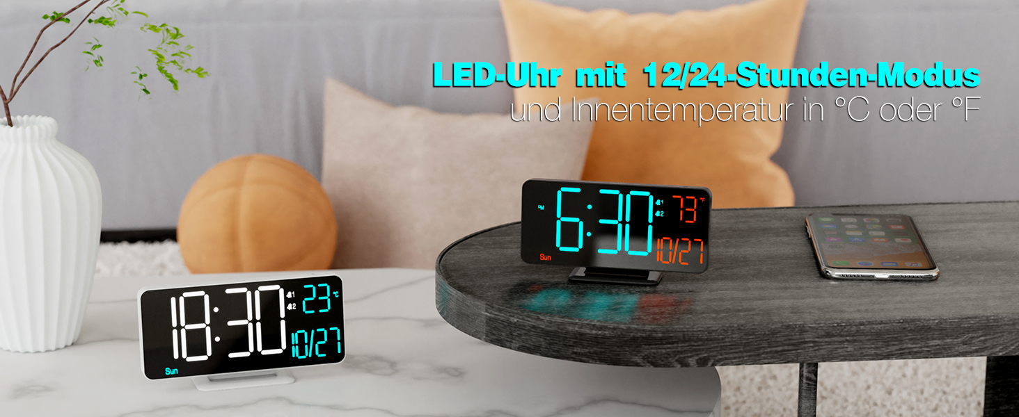 Цифровий LED годинник-будильник KOSUMOSU 6.7