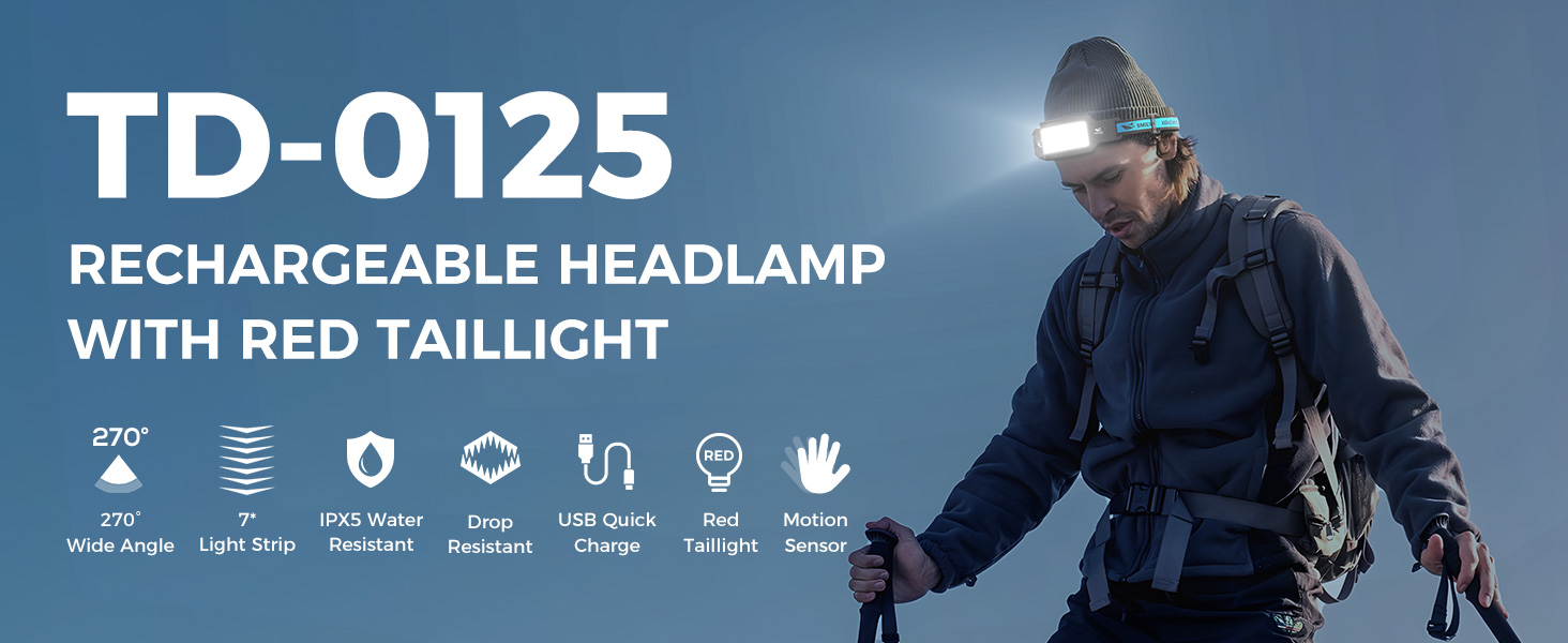 Лобовий ліхтар Smiling Shark 7 LED, 270° з датчиком руху, суперяскраве біле та червоне світло, акумуляторний, для кемпінгу, риболовлі, ремонту