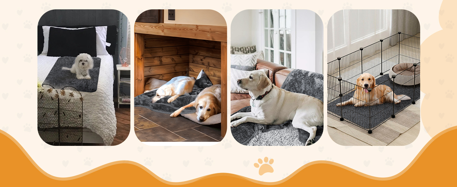 Водонепроникний коврик для собак 100x120 см - м'який, флісовий, для собак середніх порід до 16 кг, чорно-білий, підходить для вулиці та дивану