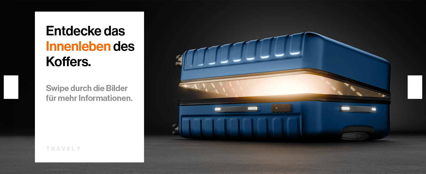 Чемодан Travely з полікарбонату, 77 см, XL, 100 л, з TSA замком, блакитний