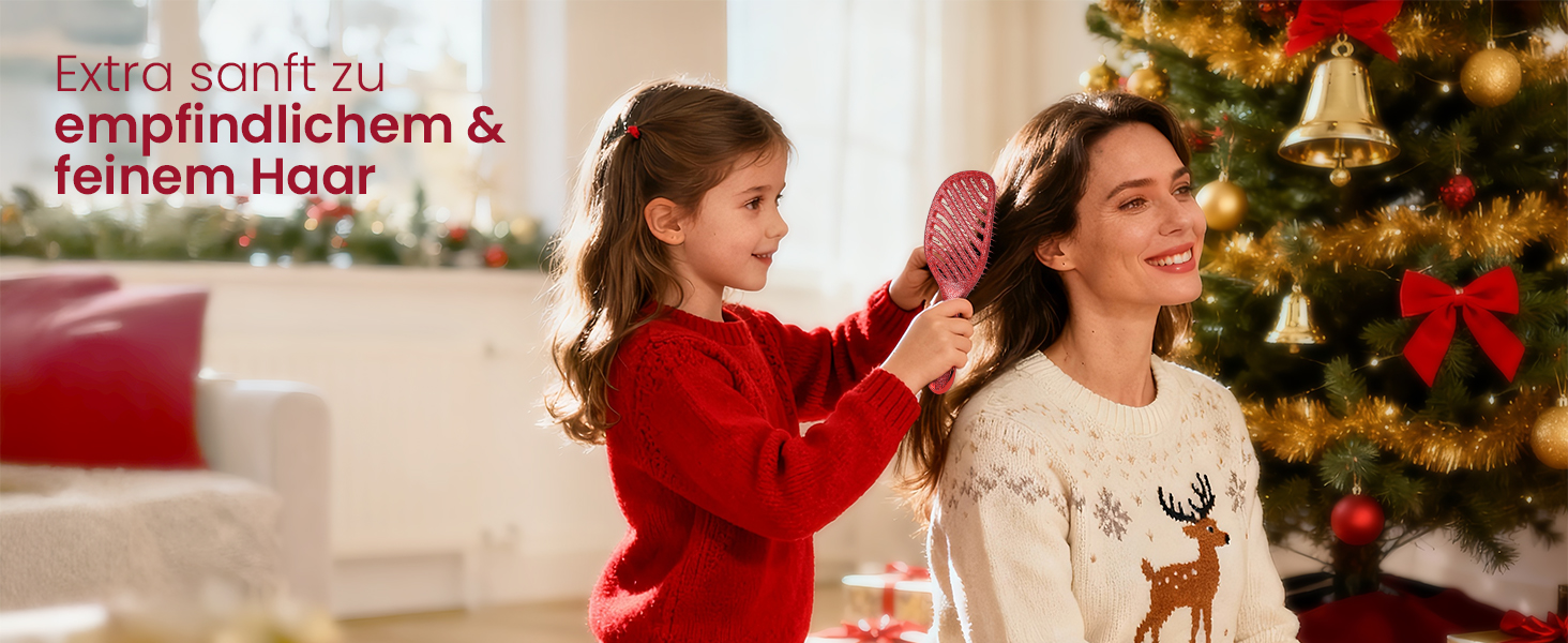 Щітка для волосся AIMIKE без пошкоджень, розпушувач з м'якими щетинками, безболісна розпушувальна щітка для жорстких вузлів, особливо ніжна до тонкого волосся, ідеальна для догляду за шкірою голови та масажу. LuxeSilk кишенькова щітка (блискуча рубінова щітка з вентиляцією)