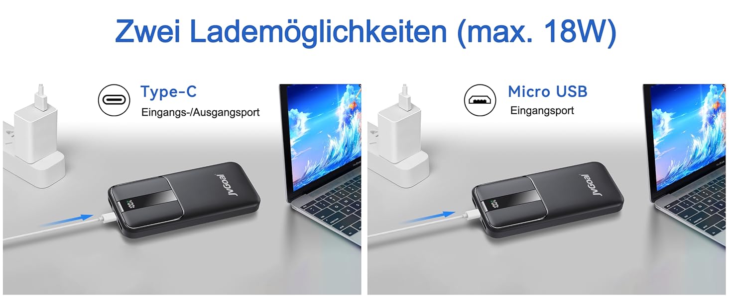 Power Bank JVGoal 10000 mAh USB-C PD 18W з LCD-дисплеєм для iPhone, Nintendo Switch, Tablets