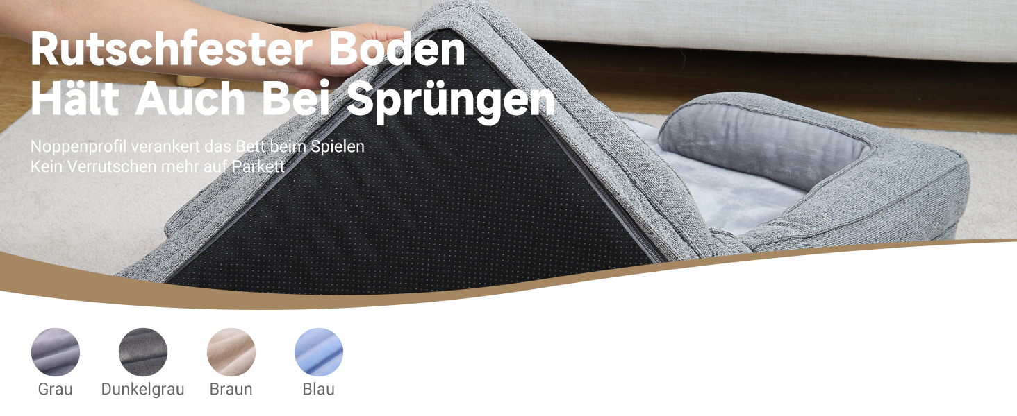 Ортопедичне ліжко для собак KSIIA, великі породи, кошик для собак, знімний та пральний чохол, водонепроникне ліжко для собак з бортиком, неслизьке дно, темно-сірий, 88x55x15 см