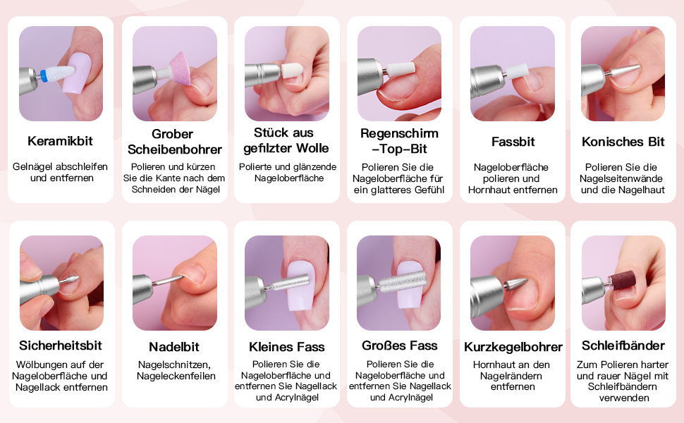 Електричний набір для манікюру та педикюру 12 в 1 бездротовий для гелевих, акрилових та натуральних нігтів (сірий)