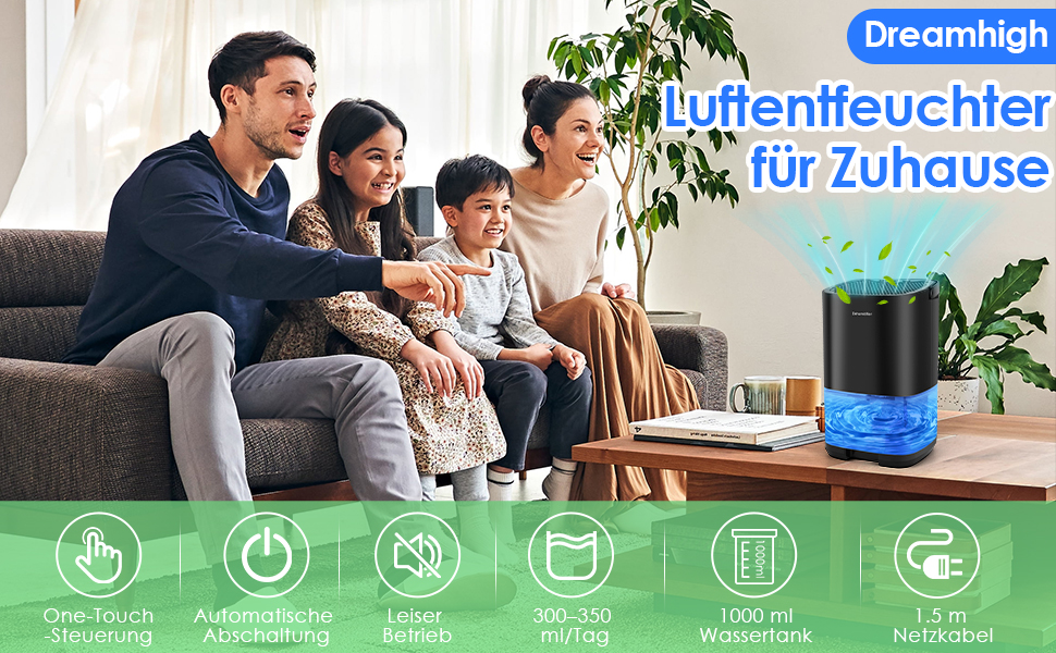 Електричний осушувач повітря Dreamhigh® 1L для дому: ванна, підвал, спальня (25㎡) - 350мл/день