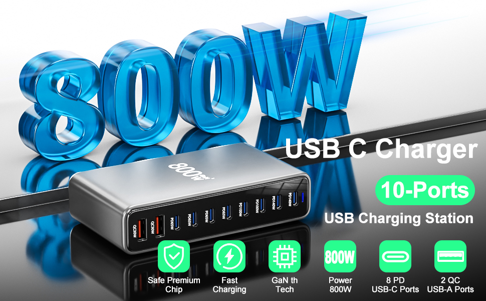 Зарядний пристрій USB мережевий 30W, 6 портів, багатопортова станція для iPhone 12/13/14, Samsung Galaxy S22 Ultra/Z Fold/Z Flip, планшетів – чорний