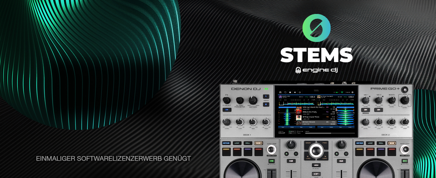 Denon DJ PRIME GO+ - Портативний DJ контролер та мікшер з розділенням STEM, 2 деки, Wi-Fi, Bluetooth, керування світлом, 7
