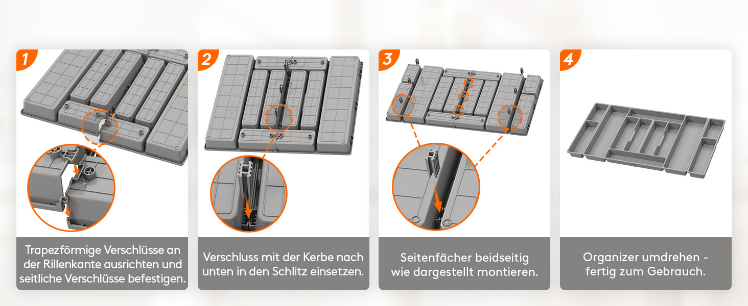 Органайзер для столових приборів Lifewit, 51.6x42 см, на 60 приборів, знімний тримач для кухонного начиння, пластиковий лоток для ложок, ножів, виделок (81.6 x 42 x 5 см)