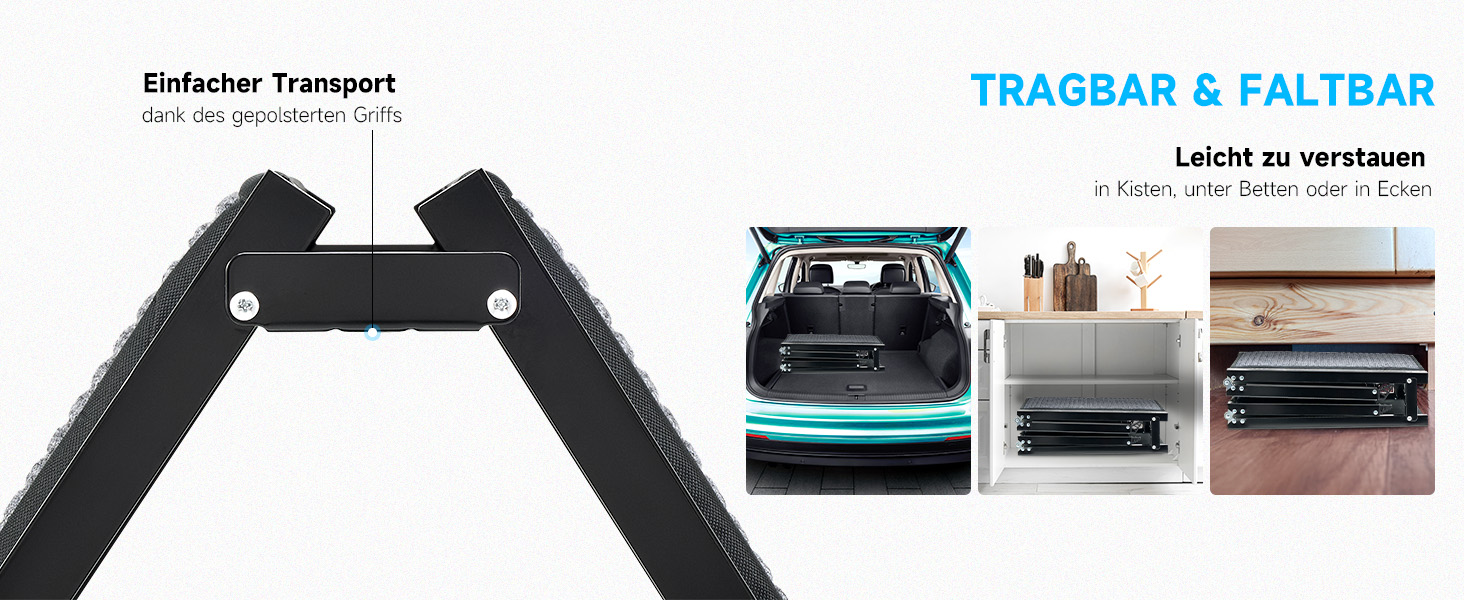 CO-Z Східці для собак, розкладні, 170 см, для легкого заїзду/сходу, до 90 кг, з антиковзким покриттям, підходять для всіх авто