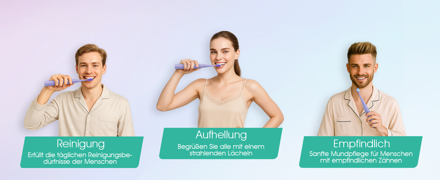 Електрична звукова зубна щітка Ultraschall ET110 (ліловий) - 41000VPM, 70 днів роботи, 6 насадок, таймер, IPX7