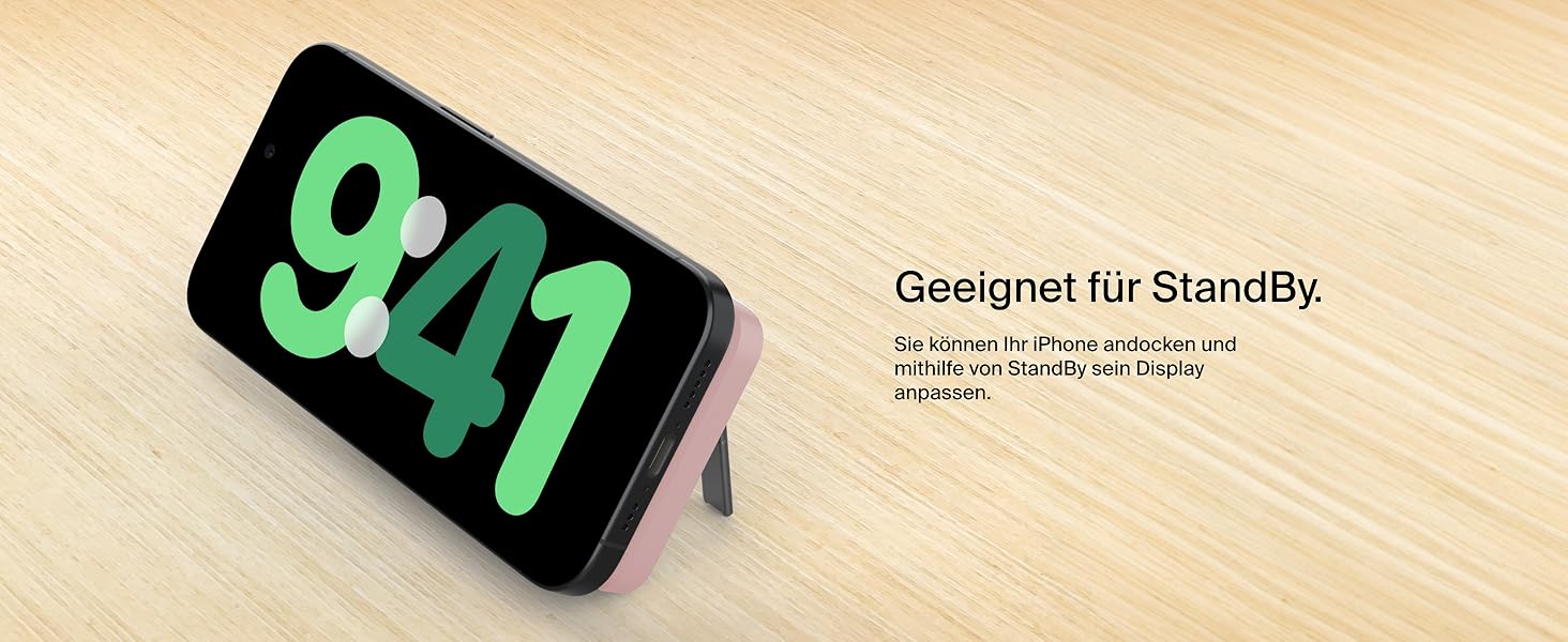 Powerbank Belkin BoostCharge Pro 10000mAh з Qi2 та MagSafe, рожевий, з інтегрованим підставкою, для iPhone 17, Air, 16, 15, 14, Pixel та інших