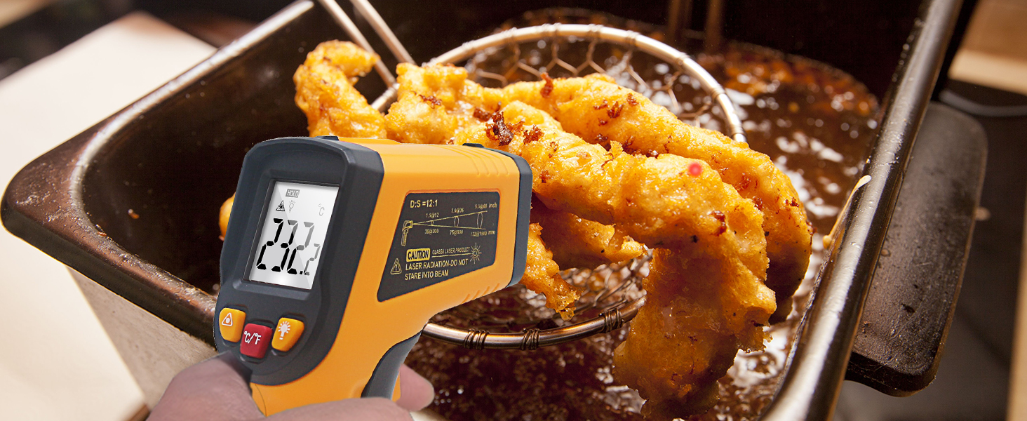 Інфрачервоний термометр KETOTEK Laser Digital IR Pyrometer KT600Y -50°C до 400 °C. Безконтактний вимірювач температури для кухні, барбекю, холодильника, промисловості та продуктів харчування